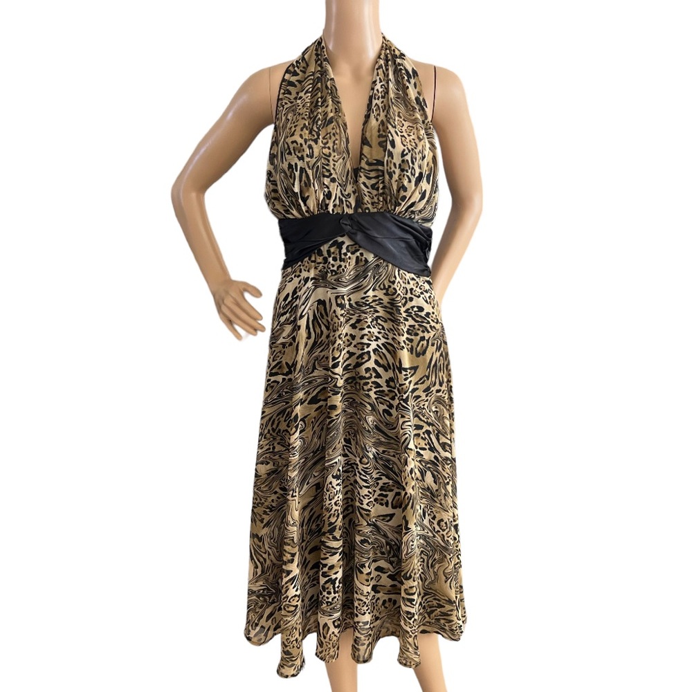 Connected Apparel Women’s Dress Leopard Print Halter